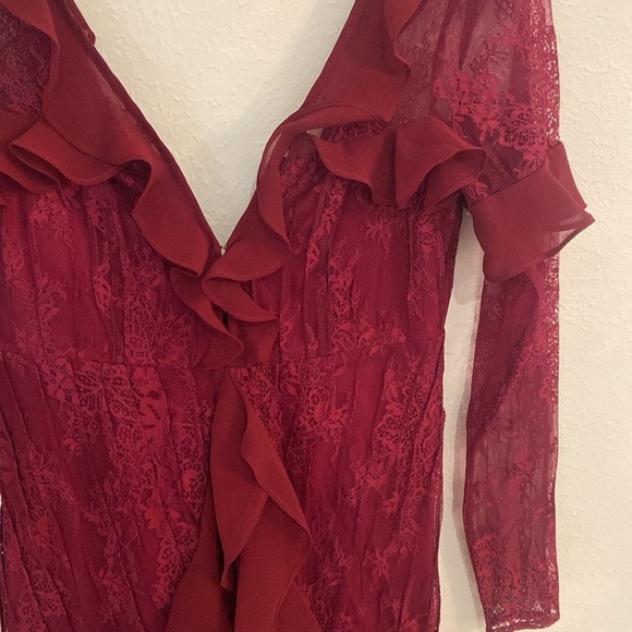 NWT For Love And Lemons Burgundy Daphne Lace Mini Dress - Picture 7 of 10